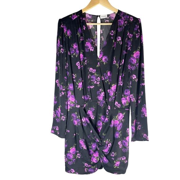 Magda Butrym Dark Floral Printed Silk Pesaro Mini Dress Size US 6 UK 10 FR 38 - Picture 2 of 14